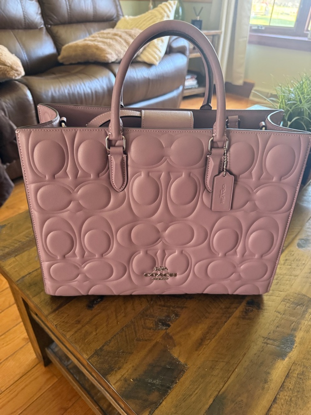 Coach Lavender Quilted Signature Leather Tote